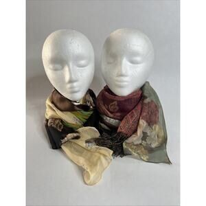 Lot of 6 Vintage Scarves • Silk & Mixed Fabrics • Assorted Styles •Accessories